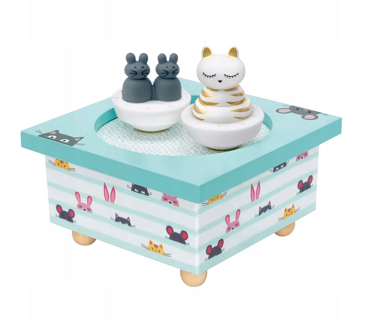 TROUSSELIER Magnetische Spieluhr aus Holz KATZE UND MÄUSE
