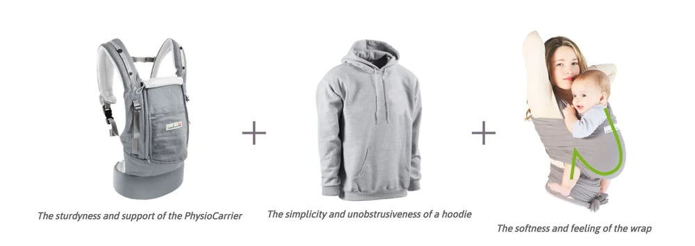 LOVE RADIUS nosidełko ergonomiczne z kapturem HOODIE CARRIER, szare nosidło dla dziecka z ergonomicznym ułożeniem