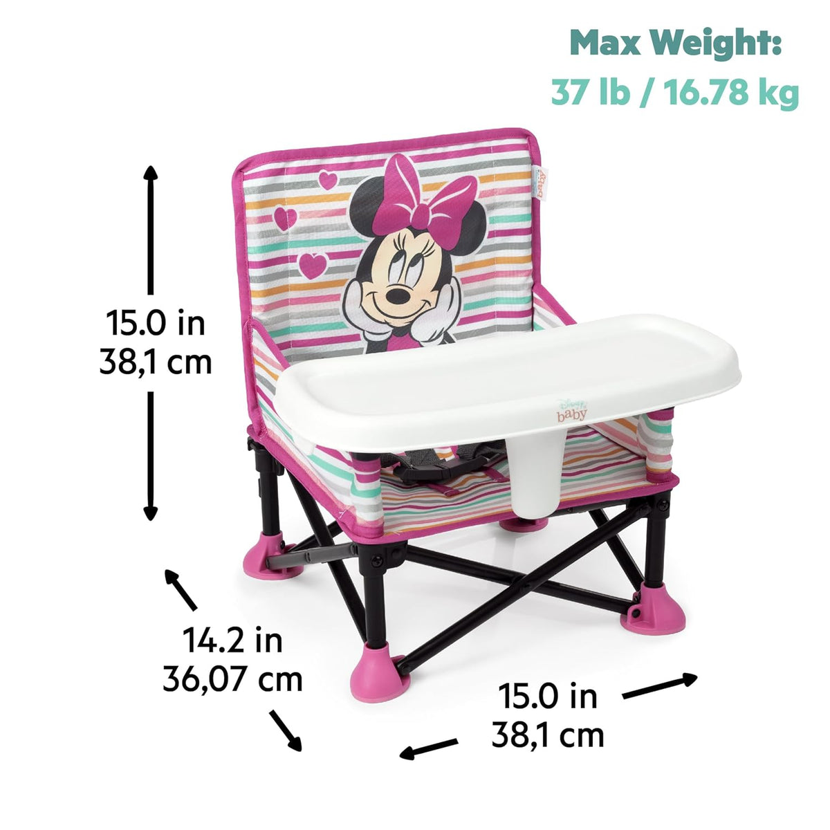 BRIGHT STARTS Minnie Maus Reise-Hochstuhl 3-in-1 mit Tablett