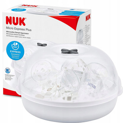 NUK Micro Express Plus sterylizator mikrofalowy do dezynfekcji butelek i akcesoriów w 4 minuty, biały