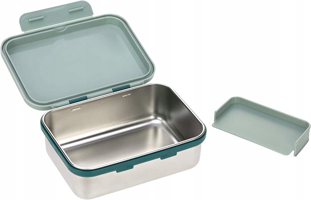 LASSIG Adventure PUDEŁKO ŚNIADANIOWE stal nierdzewna, zielone pudełko śniadaniowe z przegrodą