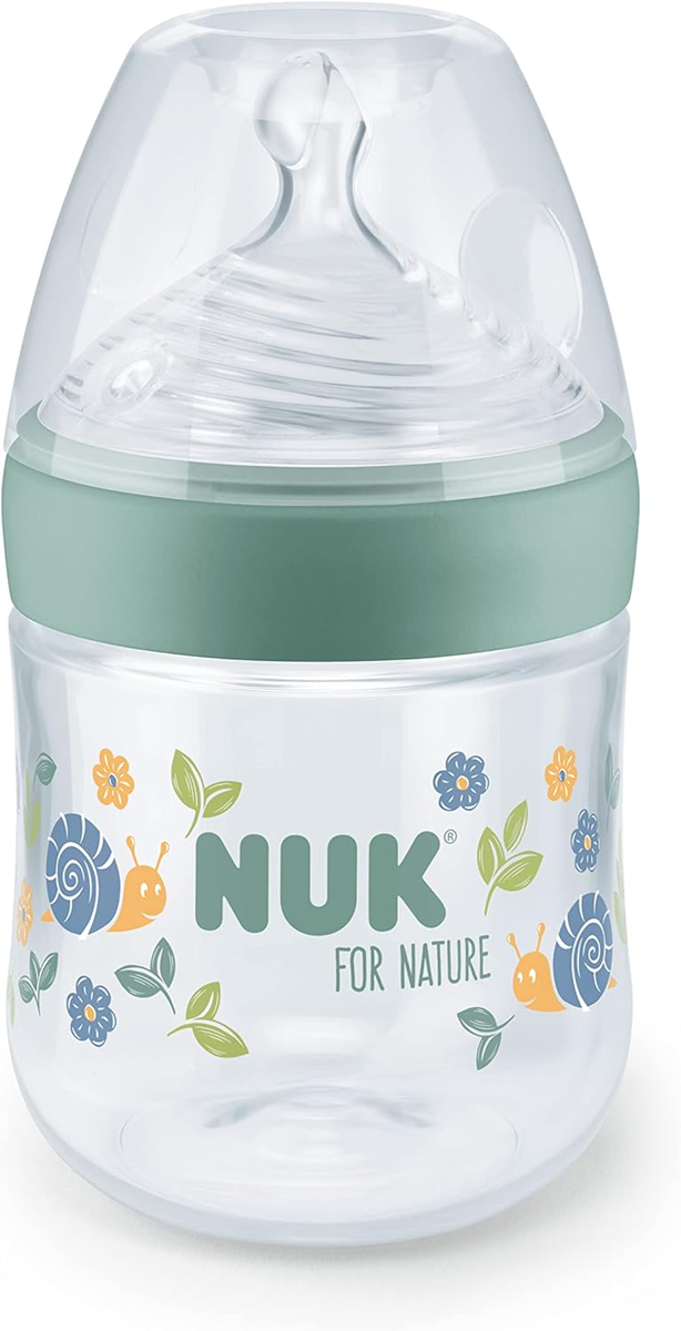 NUK For Nature Flasche 150 ml 1 m+ Sauger S langsame Fließgeschwindigkeit Temperaturkontrolle