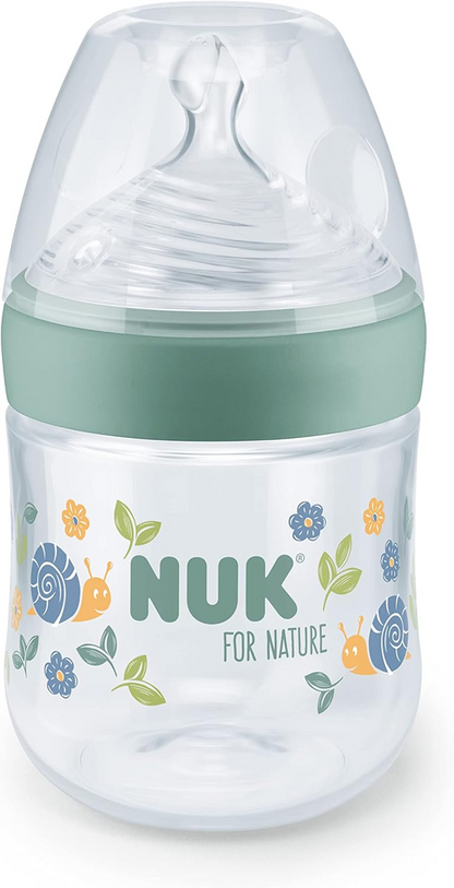 NUK For Nature Flasche 150 ml 1 m+ Sauger S langsame Fließgeschwindigkeit Temperaturkontrolle