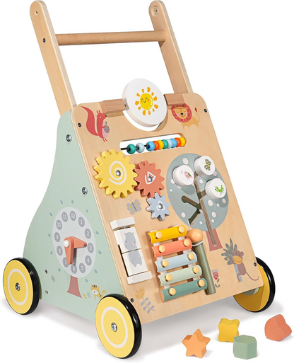 HENGBO Multifunktions-Lauflernwagen aus Holz auf Gummirädern 37 x 56 cm ab 0