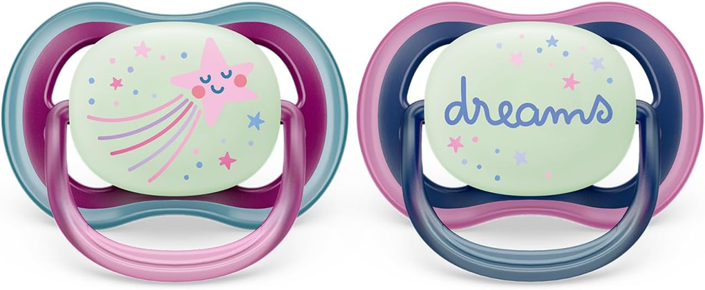 PHILIPS AVENT Ultra Air Night Schnuller x 2 6-18 Monate LEUCHTET IM DUNKELN