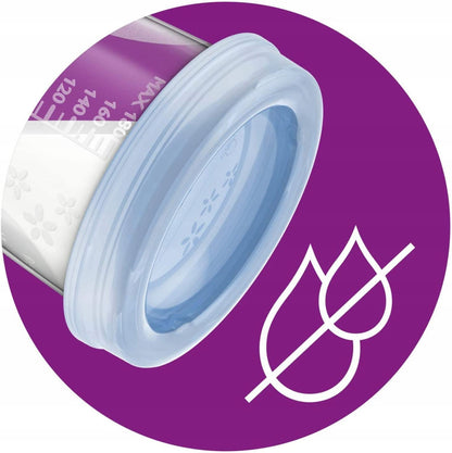 PHILIPS AVENT pojemniki na żywność x5 180ml, niebieska zakręcana pokrywka, BPA free, do mrożenia