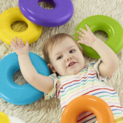 FISHER-PRICE giga piramidka z kółek dla dziecka 12m+ – kolorowe kółka do układania i zabawy sensorycznej