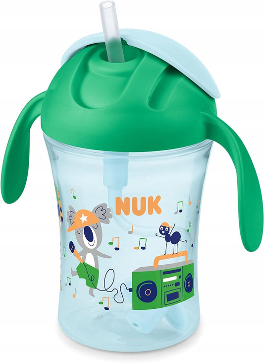 NUK Motion Cup NIEKAPEK z elastyczną słomką 8 m+ zielony kubek niekapek 230 ml z uchwytami