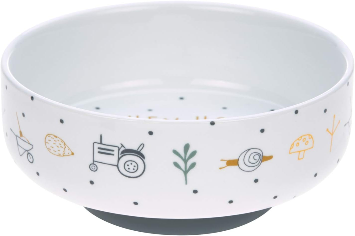 LÄSSIG Garden Explorer Porzellan-Schale mit rutschfestem Boden FARM