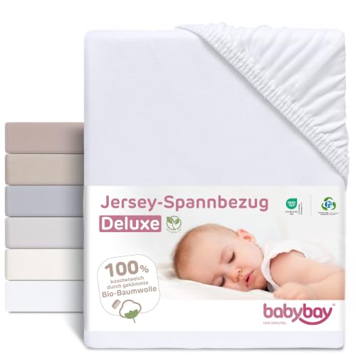 BABYBAY Deluxe Organic fitted sheet 89x50 cm white