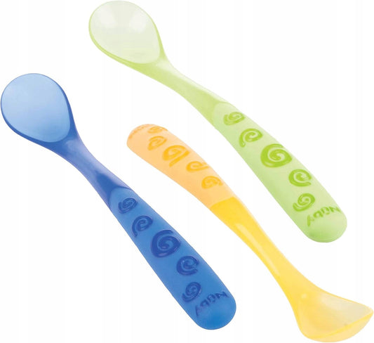 NUBY lžičky s měkkou špičkou a dlouhou rukojetí 6 m+ 3 kusy