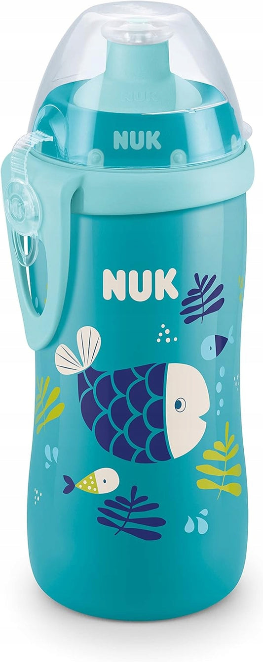 NUK Junior Cup FLASCHE ab 18 Monate, Push-Pull-Trinkaufsatz, 300 ml, CHAMÄLEON-EFFEKT