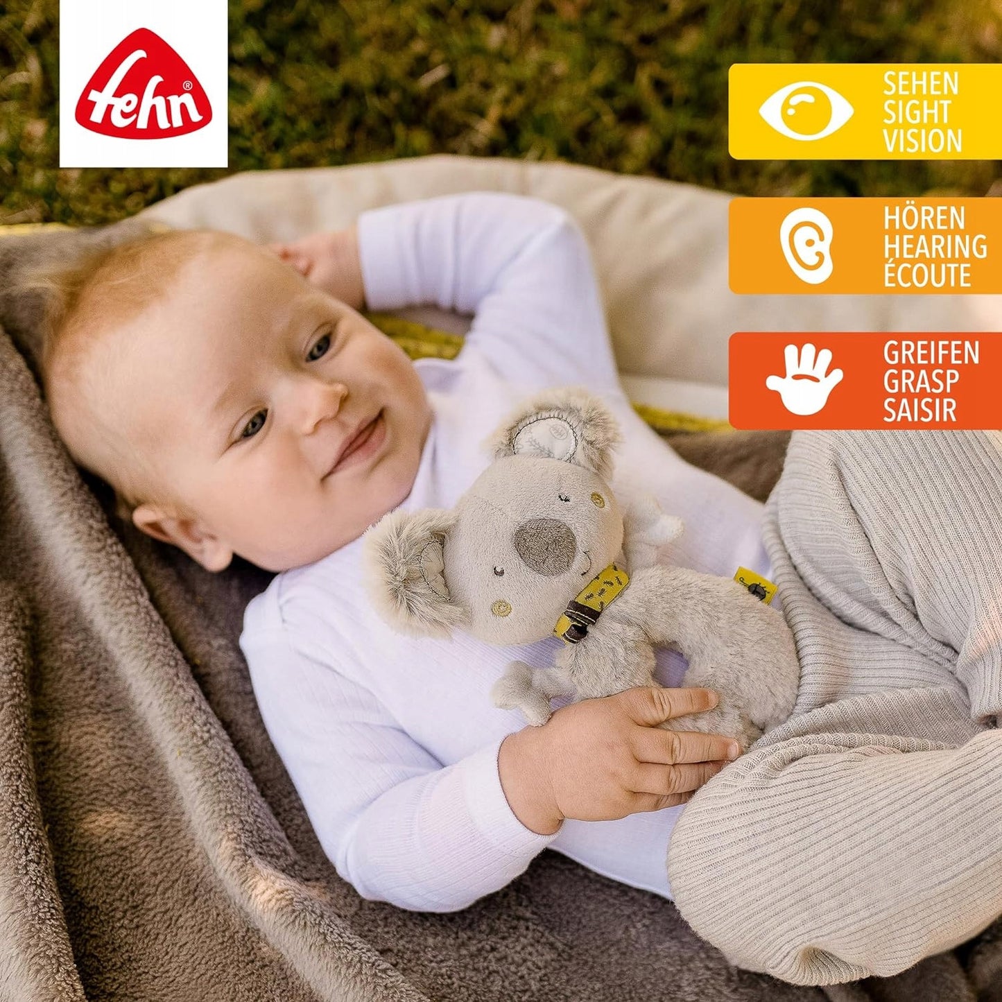 FEHN bawełniany chwytak z grzechotką KOALA 18 cm