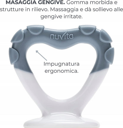 NUVITA gryzak smoczek na owoce 2w1 6msc+ z ergonomicznym uchwytem i miękką strukturą do masażu dziąseł