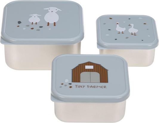 LASSIG Snackbox Edelstahl BROTZEITDOSEN x3