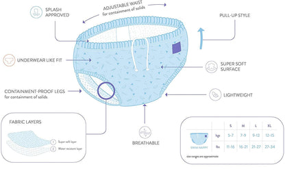 BAMBINO MIO pielucha do pływania 0-6 msc., lekka, oddychająca pielucha swim nappy z regulowanym pasem