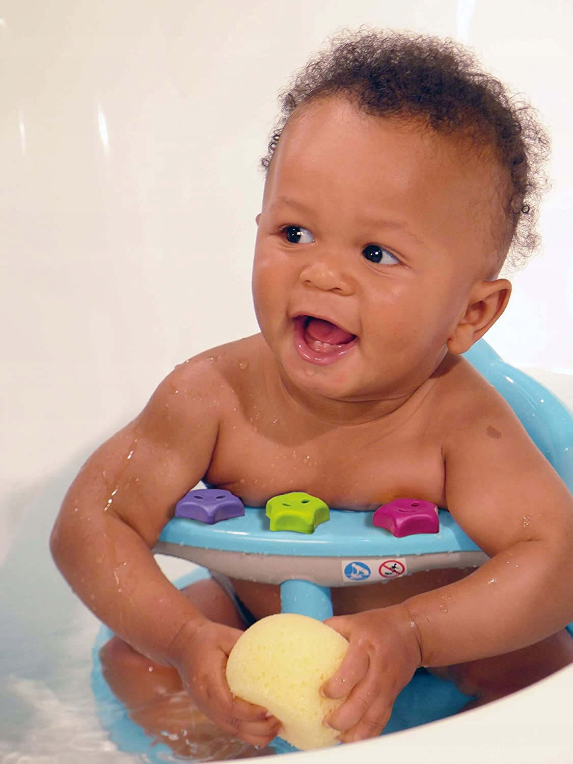 THERMOBABY krzesełko do kąpieli dla dziecka siedzącego samodzielnie, niebieskie, praktyczne i bezpieczne