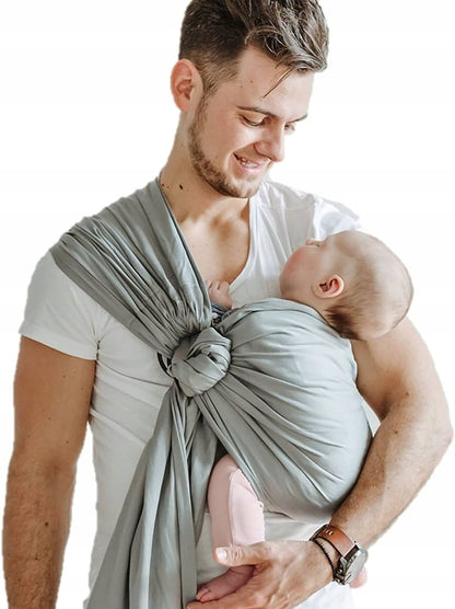 SHABANY chusta kółkowa do noszenia dziecka BAWEŁNA ORGANICZNA, szara, 3-15 kg, 100% bawełna organiczna