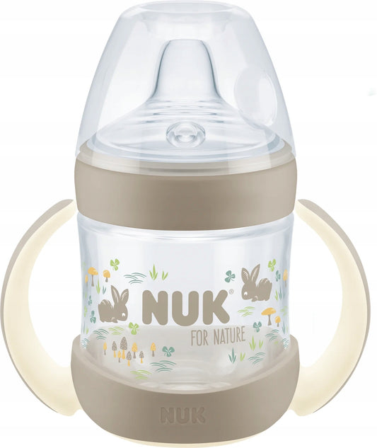 NUK for Nature KUBEK NIEKAPEK 160 ml ze wskaźnikiem temperatury, beżowy kubek z uchwytami