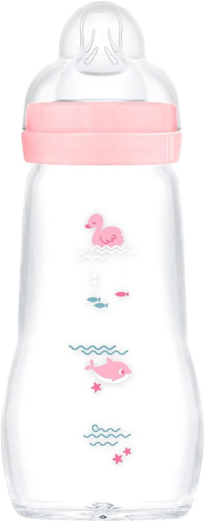 MAM Feel Good Glasflasche 260 ml Sauger 2 mittlerer Durchfluss 2 M+ ENTE
