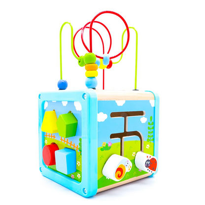 LOTTI & WILL Play Cube multifunktionaler Spielwürfel aus Holz 18 m+