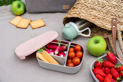 BEABA śniadaniówka lunchbox STAL nierdzewna 760ml z przegrodami, szczelny lunchbox na przekąski i posiłki
