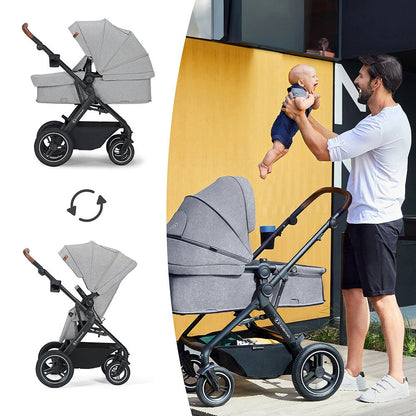 KINDERKRAFT B-TOUR 3-in-1 Multifunktionskinderwagen bis 22kg + Babyschale MINK PRO