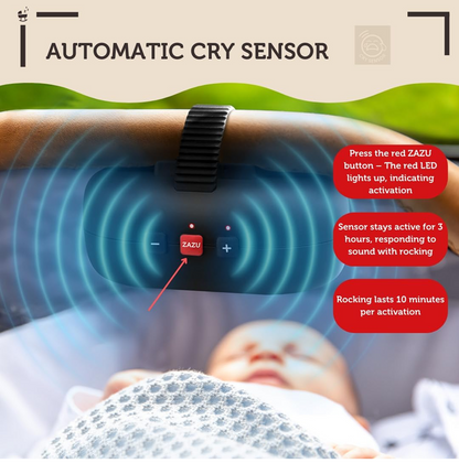 ZAZU Babywippe Schaukel für Kinderwagen Schlaflied Cry Sensor