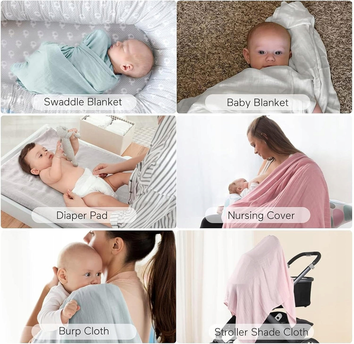 MOMCOZY Musselin-Pucksäcke x4 Bambus Baumwolle 120x120
