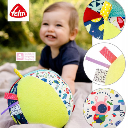 FEHN Color piłka materiałowa z dźwiękiem 16cm, kolorowa piłka sensoryczna dla niemowląt
