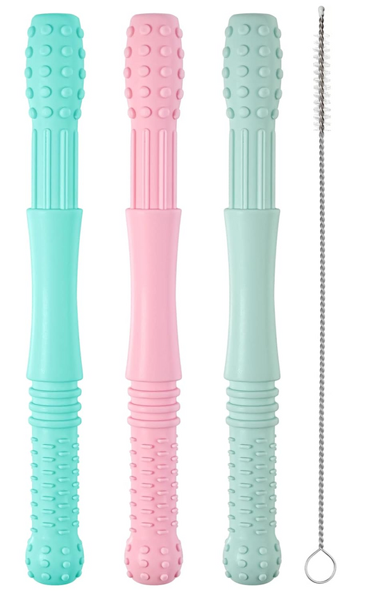 HOPTON silicone massaging teether, 3 pieces + cleaning brush, 16.8 cm