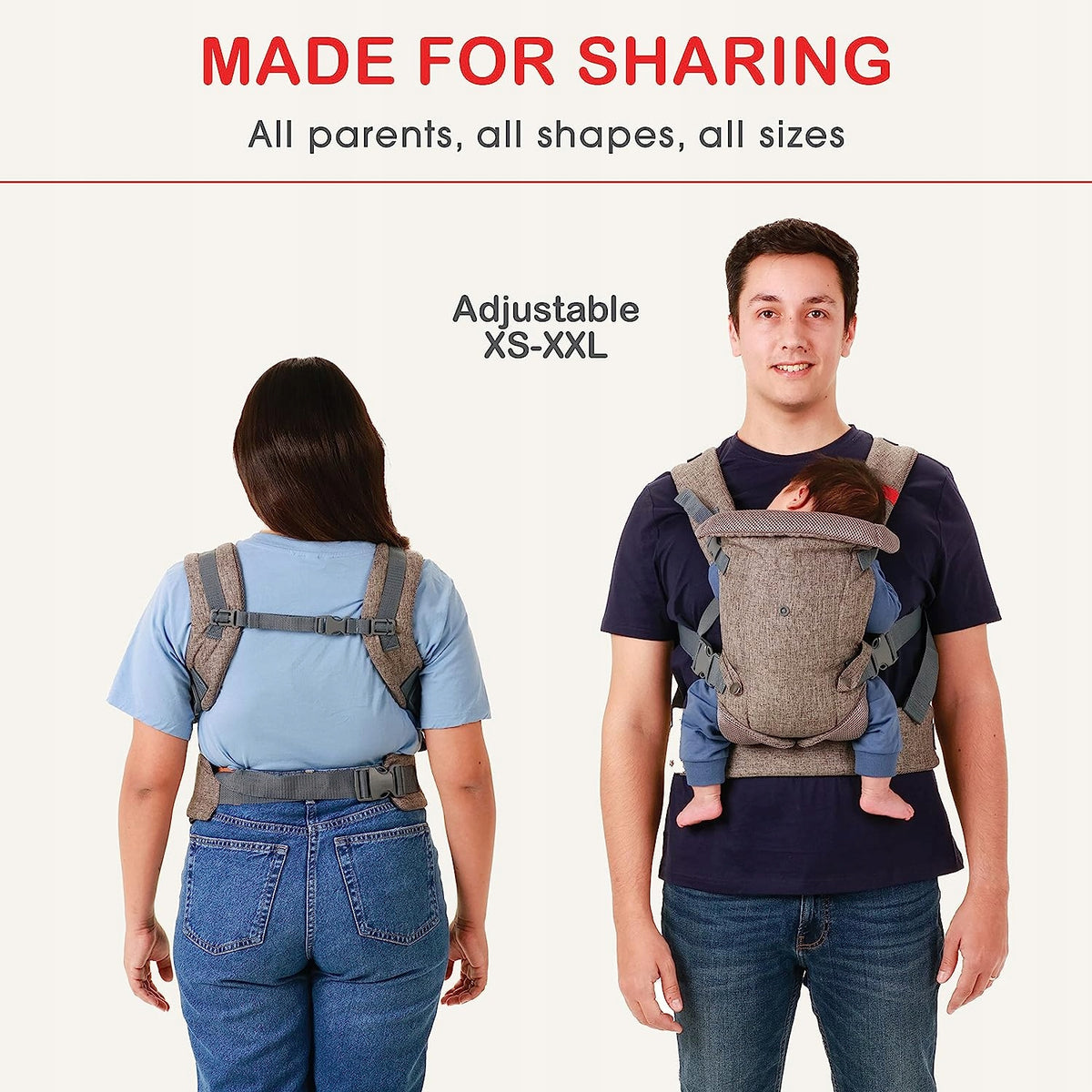 YOU+ME nosidełko ergonomiczne 4w1, regulowane XS-XXL, dla rodziców i dzieci w kolorze szarym