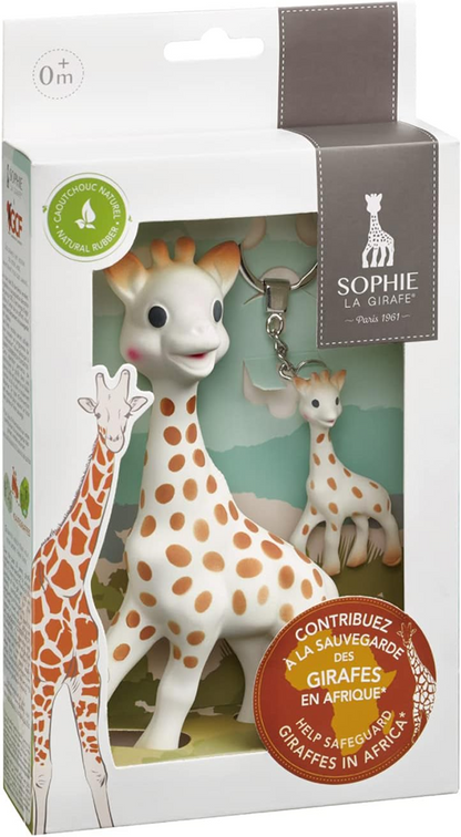 SOPHIE LA GIRAFE Beißring Natur SO PURE 18CM + Schlüsselanhänger