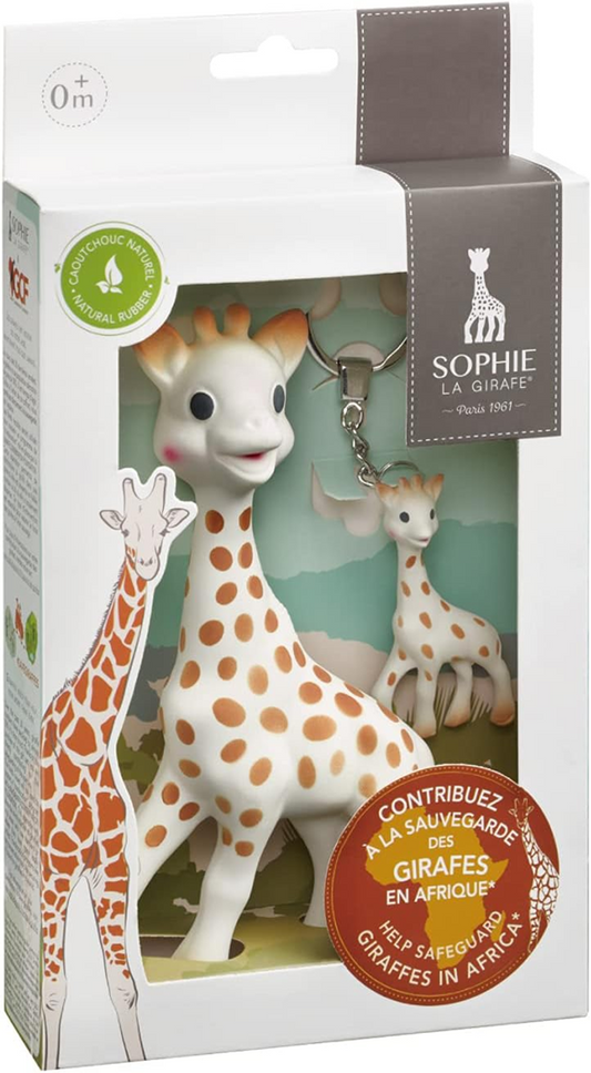SOPHIE LA GIRAFE Beißring Natur SO PURE 18CM + Schlüsselanhänger