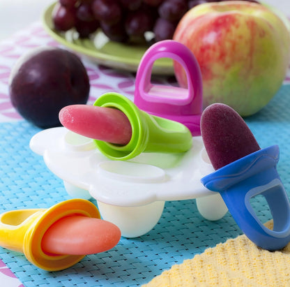 NUBY foremki do lodów x3 w kształcie smoczka 6m+, kolorowe foremki BPA free z lodami owocowymi