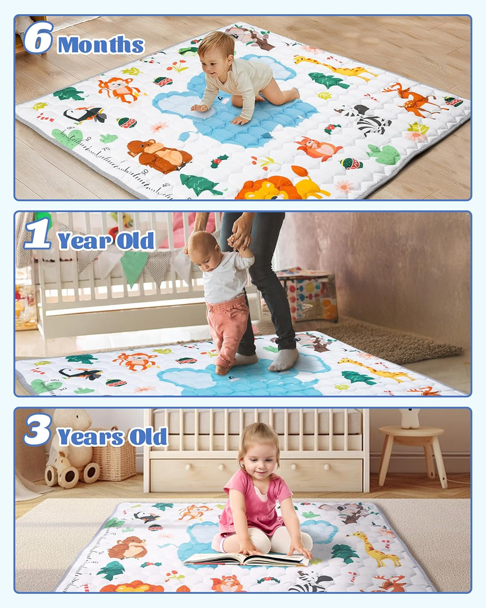 FUNSLAND Baby-Spielmatte mit Wachstumstabelle 127x127cm