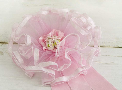 MARELI Schleife zur Geburt 32 cm Keramik Tüll Satin