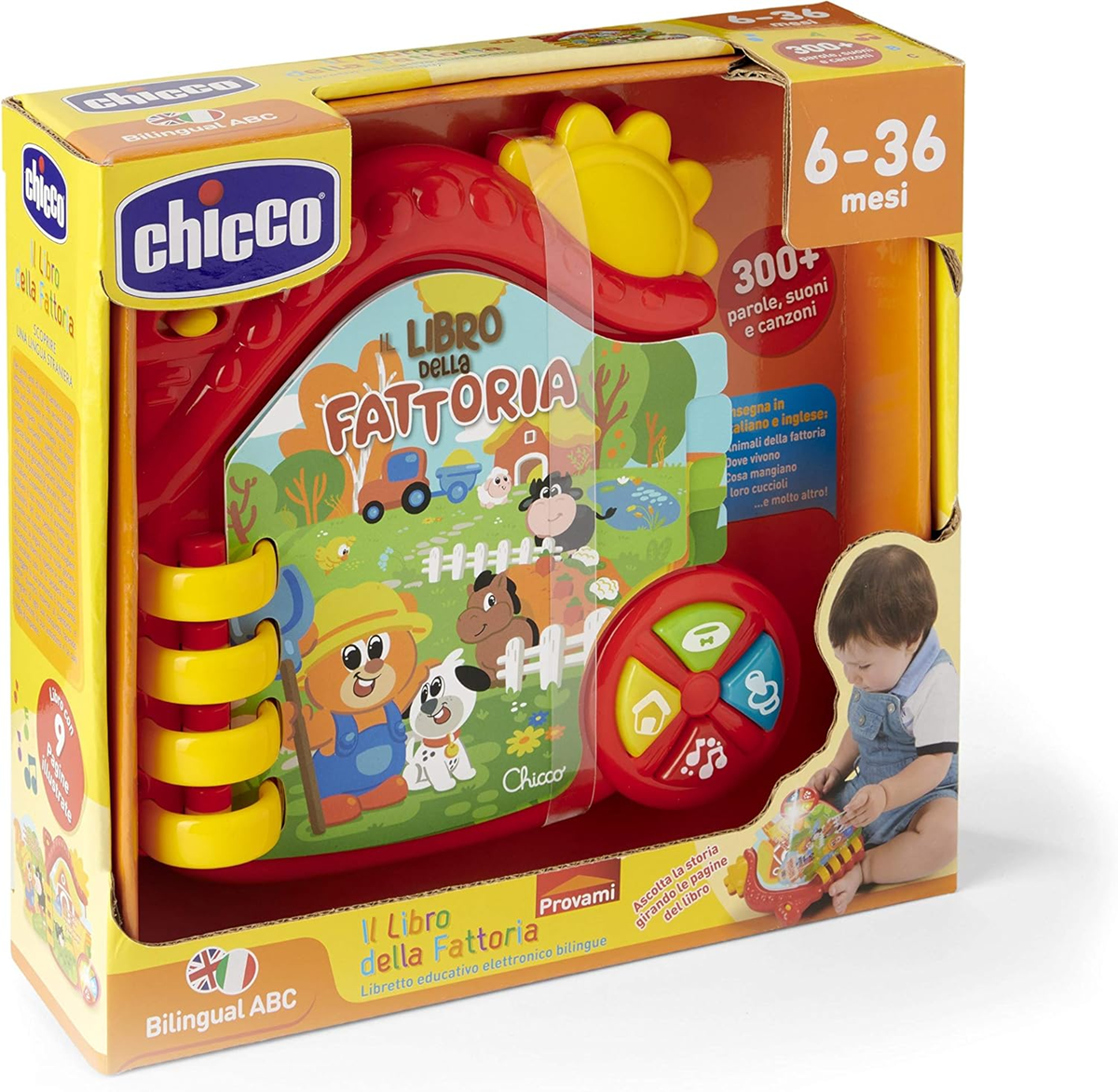 CHICCO Bauernhof elektronisches Lernbuch ENGLISCH und ITALIENISCH