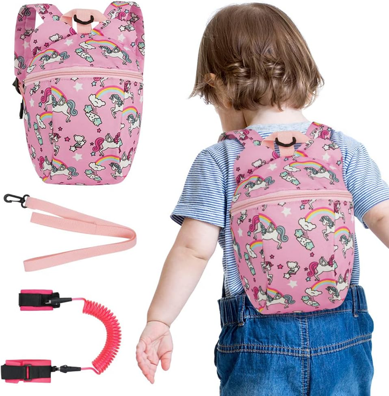 AOMIG Rucksack mit Sicherheitsgurt + Leine Handgelenkband EINHORN