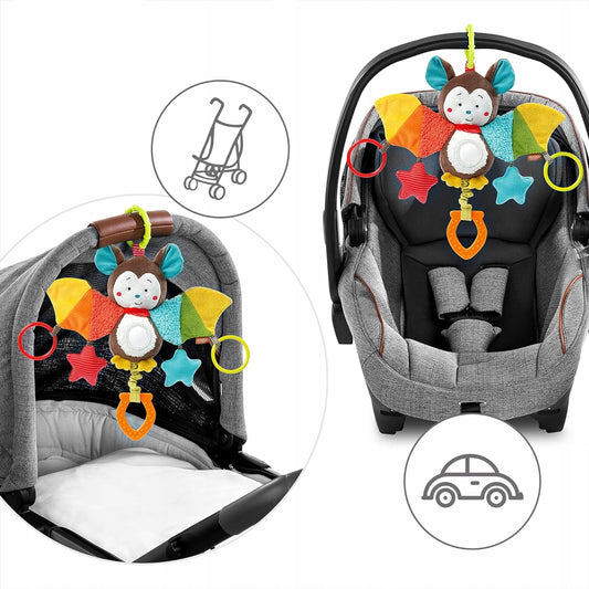 FEHN Anhänger mit Rassel und Clip für Kinderwagen und Babyschale FLEDERMAUS 29 cm – Produktfoto 2