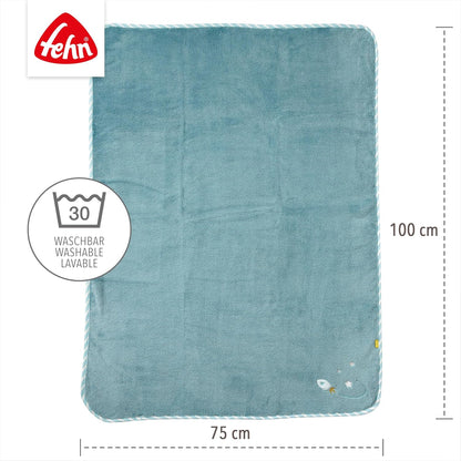 FEHN Mały Zamek koc dla niemowląt 75x100 cm z grzechotką