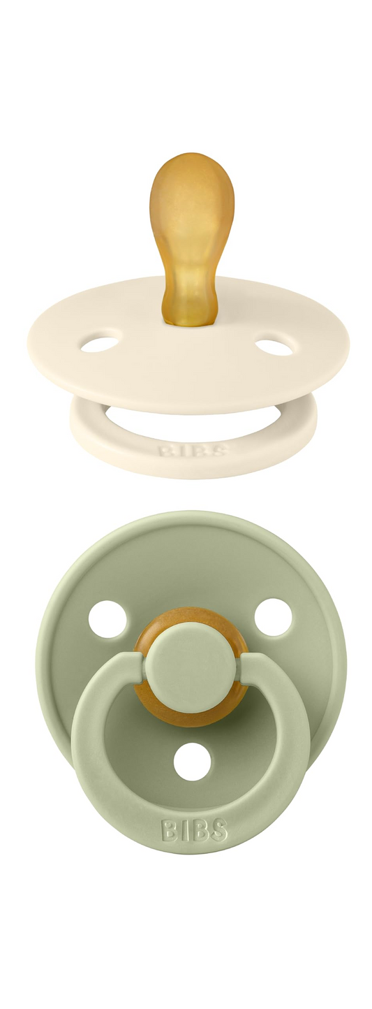 BIBS COLOUR smoczki uspokajające 2pack kauczuk 18 msc+ w kolorze zielonym i kremowym