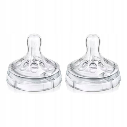 PHILIPS AVENT Natural smoczki 3m+ x2 ZMIENNY PRZEPŁYW, smoczki do butelki 3m+ ze zmiennym przepływem