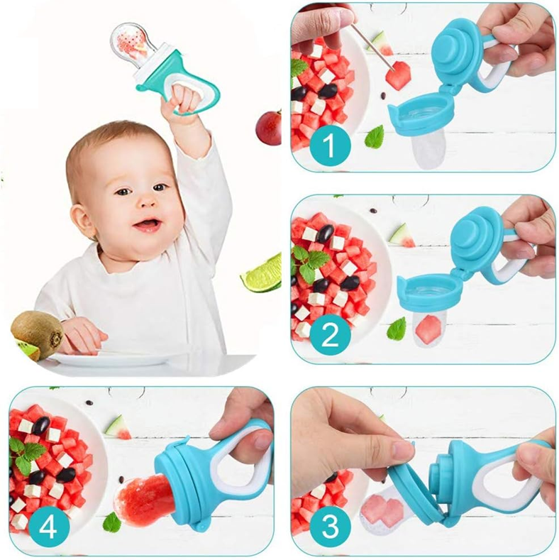 MELARQT Obstsauger für Babys 3-12 Monate, 2 Stück, 6 Mundstücke