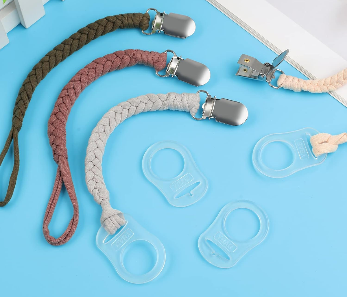 ANNHAO Schnullerkette aus Baumwolle mit Clip 22 cm BEIGE