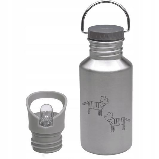 LASSIG Adventure bidon ze stali nierdzewnej 500 ml szary z dwiema zakrętkami i ustnikiem