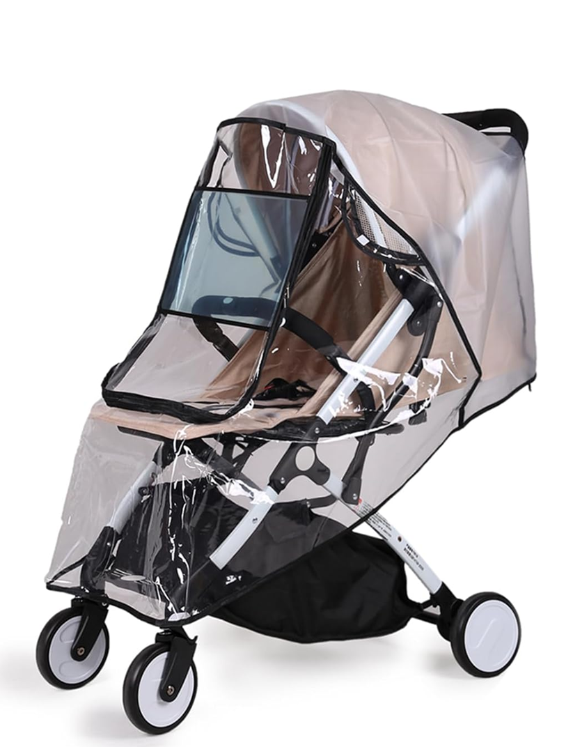 BEMECE Regenschutzfolie für Kinderwagen, universell, mit Fenster