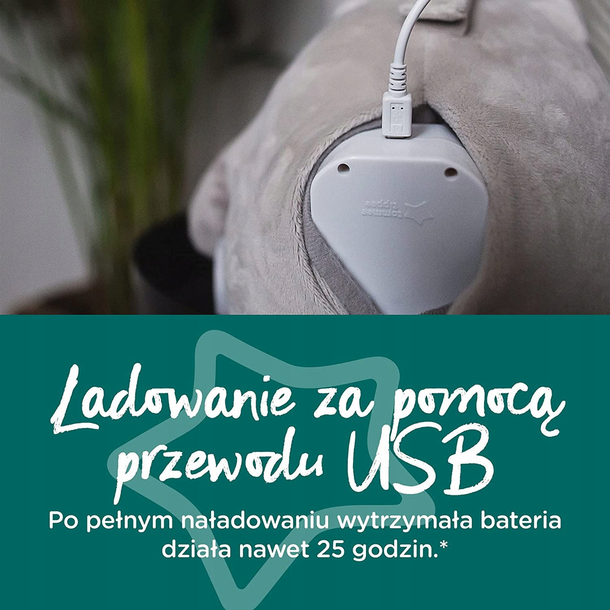 TOMMEE TIPPEE Sowa Ollie PRZYTULANKA lampka dźwięk z ładowaniem USB i akumulatorem, szara