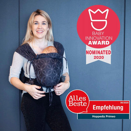 HOPPEDIZ PRIMEO nosidełko ergonomiczne, noszenie dziecka od urodzenia, Baby Innovation Award 2020