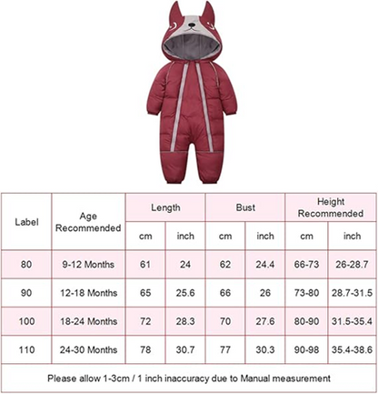 JIAMY Winteroverall mit Kapuze 12-18 Monate 90